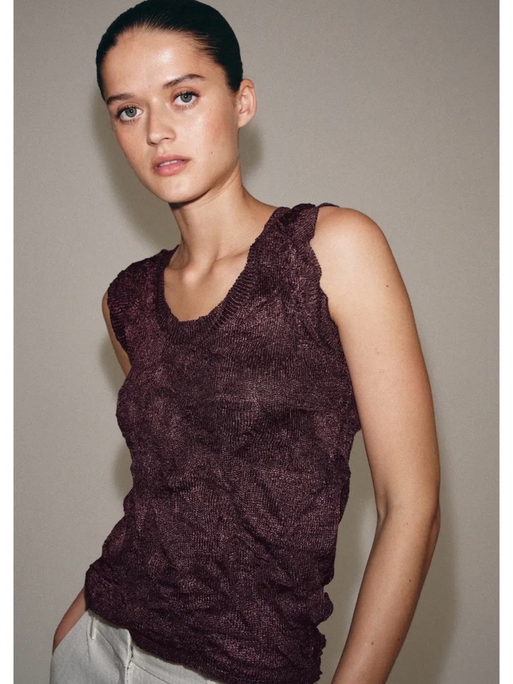 Zara Plum Sleeveless Knit Tank Top NWT